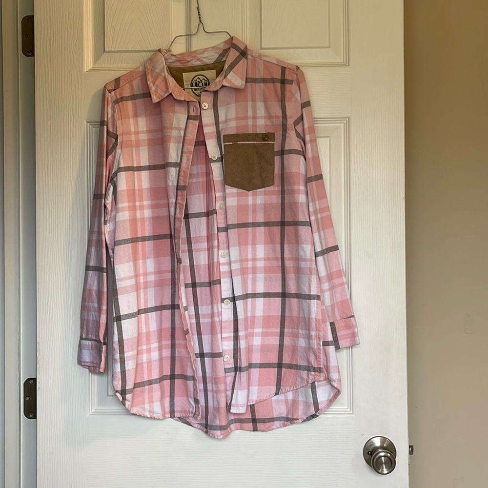 Pink & gray plaid tunic